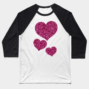 Purple glitter Hearts Baseball T-Shirt